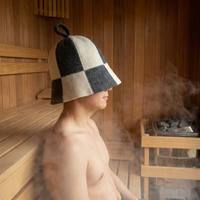 Chapeau de sauna en feutre de laine à carreaux noir et blanc, forme cloche, pour hammam et banya