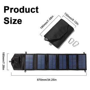 Panneau solaire portable pliable noir 60W - Chargeur USB - Kit de charge solaire miniature 6 pièces pour l'extérieur - Efficacité 20% - Camping - Randonnée - Product Image 4