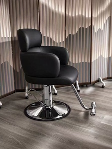 Fauteuil de Barbier Hydraulique Moderne avec Base Ronde en Fer, Chaise de Coiffure Réglable avec Repose-Pieds Ergonomique et Siège Inclinable - Product Image 4
