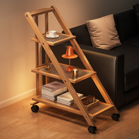 Étagère de rangement en bambou sur pied, chariot mobile, finition brillante, moderne, pour salon