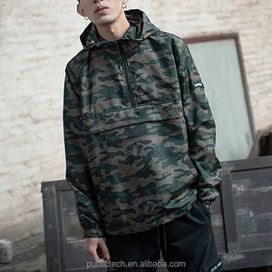 Vêtement de mode en gros, veste camouflage fine imperméable à fermeture éclair 1/4, veste coupe-vent camouflage pour homme, veste à enfiler - Product Image 2