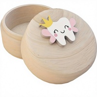 Boîte à dents de lait ronde en bois pour bébés et jeunes enfants (0-3 ans) – Cadeau de naissance/anniversaire