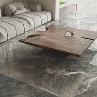 Carrelage en porcelaine brillant effet marbre gris Luna 600x1200mm, facile à nettoyer, imperméable, antidérapant pour sol, mur, salle de bain, salon, hôtel