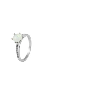 yunnique Stainless Steel <b>Opal</b> <b>Ring</b> For Women <b>Silver</b> Prong Setting Engagement Jewelry - Product Image 2