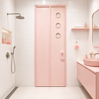 Porte pliante moderne pour intérieur, cadre en aluminium, pour salle de bain, entrée avec verre nervuré, sur mesure pour projets hôteliers