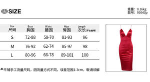 Rosso Nero <span class=keywords><strong>Abito</strong></span> di Raso Di Seta Elegante delle Cinghie di Spaghetti di Lunghezza Del Ginocchio Vestiti Da Partito Delle Signore Sexy Scollo A V Matita <span class=keywords><strong>Midi</strong></span> Dress - Product Image 4