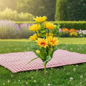 رؤوس عباد الشمس الصفراء عالية الجودة من الحرير الصناعي لصنع الأساور والربطات وديكور المنزل وعروض المسرح والحرف الزهرية - Product Image 5