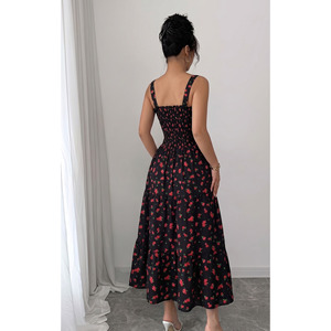 Women's Floral Strappy Long Viscose <b>Dress</b> 125 Cm Casual Wear - Product Image 4