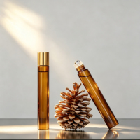 Flacon roll-on en verre ambré 1-10 ml, sérigraphié, pour huiles essentielles, avec bouchon en aluminium, prêt à diffuser