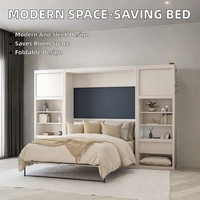 Lit mural Murphy vertical moderne et dissimulé, sur mesure, pliable, gain de place, taille Queen, en bois de pin, mobilier de maison