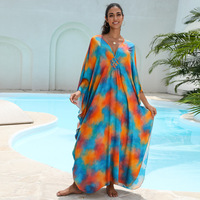 Robe longue ample en polyester couleur dorée, grande taille, utilisable comme veste de plage ou chemise de protection pour bikini à imprimé léopard