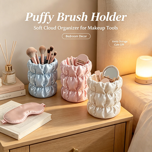Soporte para Brochas de Maquillaje en Forma de Nube, Organizador de Cosméticos de Satén Suave y Esponjoso, Contenedor de Almacenamiento para Brochas, Lápices Labiales y Bolígrafos - Product Image 2