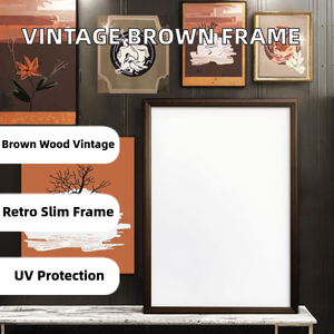 Cornice Vintage Artower in Legno Marrone per Foto e Poster |   Design retrò e stretto |   Supporto <span class=keywords><strong>da</strong></span> <span class=keywords><strong>parete</strong></span> resistente ai raggi UV - Product Image 2