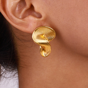 Geometric Gold <b>Stud</b> Earrings <b>Titanium</b> Steel Everyday Wear - Product Image 1