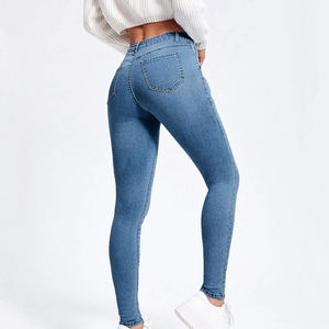 Etiqueta Personalizada para Jeans, Botón para Jeans de Mezclilla, Jeans de Mujer para Invierno, Estilo Dulce de Frente Plano, Mezclilla Transpirable de Algodón OEM, Cintura Media - Product Image 5