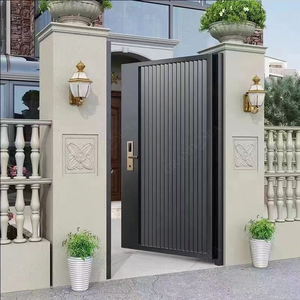 <span class=keywords><strong>Portail</strong></span> piétonnier moderne minimaliste en aluminium à lattes, <span class=keywords><strong>portail</strong></span> d'intimité noir personnalisé pour cour de villa - Product Image 6