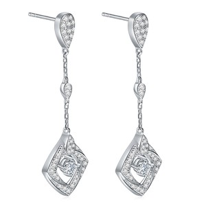 Boucles d'oreilles carrées en argent véritable pour femme, collection été Rui Zun, bijoux fantaisie pour fille - Product Image 1