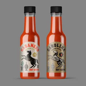 2021 Neueste 50ml 330ml klare leere Woozy Hot Sauce Flasche Ketchup Sauce Chili Essig Plastik flaschen