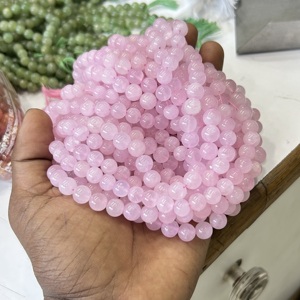 ลูกปัดโรสควอตซ์ธรรมชาติลูกปัดกลม8มม. สำหรับทำสร้อยคอลูกปัดอัญมณี - Product Image 2