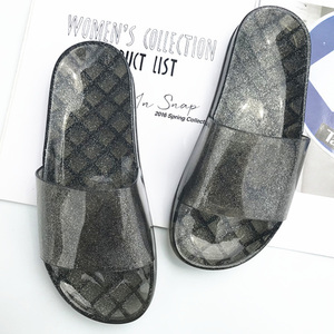 Moda jelly shoes <span class=keywords><strong>sandali</strong></span> <span class=keywords><strong>con</strong></span> plateau da donna <span class=keywords><strong>con</strong></span> glitter pantofole casual comode da spiaggia antiscivolo in cristallo di un pezzo per le donne - Product Image 3