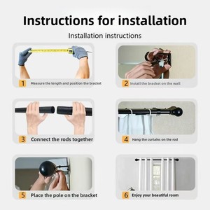 Juego <span class=keywords><strong>de</strong></span> Barra <span class=keywords><strong>de</strong></span> Cortina Individual <span class=keywords><strong>de</strong></span> Metal <span class=keywords><strong>de</strong></span> Alta Resistencia, Estilo Romano Moderno, Marca MingLang, Venta al por Mayor - Product Image 6