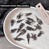 Paso Sico Halloween Alloy Skull Nail Art Charms Dark Gothic-style Metal Wing Spider Nail Accessories Rhinestones Shiny