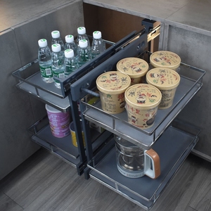 Cajón organizador modular de <span class=keywords><strong>2</strong></span> niveles y 4 piezas para debajo del fregadero, cesta extraíble para cocina, esquina mágica para armario de cocina - Product Image 6