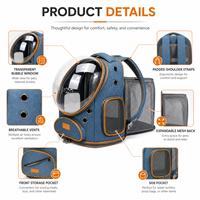 Sac à dos de transport extensible pour animaux de compagnie avec fenêtre transparente, respirant, pour chat, vente en gros, OEM ODM