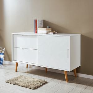 מבריק לבן עם 3D אלון 4 מגירות מודרני טלוויזיה stand רבד צרפתית סגנון יחידת טלוויזיה קבינט - Product Image 4