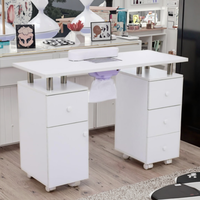 Ensemble table et chaises de manucure double en bois pour salon de beauté au design moderne bureau de luxe pour les ongles avec dépoussiéreur