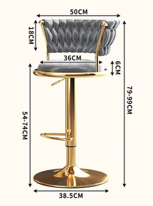 Silla de Bar giratoria de cuero para cocina, taburetes altos <span class=keywords><strong>y</strong></span> modernos baratos de terciopelo, muebles de Bar para el hogar de lujo de Metal nórdico alto dorado para <span class=keywords><strong>mesa</strong></span> de Bar - Product Image 6