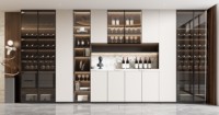 Armoire à vin de luxe personnalisée en bois Design moderne Bar en verre Meubles de salon