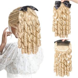 วิกผมหางม้าสไตล์ยุโรปอเมริกัน 14 นิ้ว 35 ซม. เส้นใยสังเคราะห์คาเนคาลอน ต่อผมแบบโบว์ ไม่ต้องใช้กาว สำหรับผู้หญิง - Product Image 3