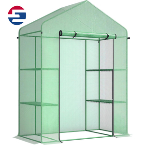 Armario Vestidor de 56 Pulgadas x <span class=keywords><strong>29</strong></span> Pulgadas x 77 Pulgadas, con Estantes de 3 Niveles, Puerta Enrollable y <span class=keywords><strong>Cubierta</strong></span> de PE - Product Image 2