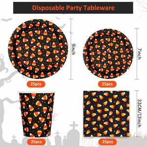 Moderno Juego de Vajilla para Pizza de 24 Piezas, Incluye Cuchillos, Cucharas y Tenedores de Plástico, Platos de Papel, Servilletas y Vasos para Fiestas - Product Image 5