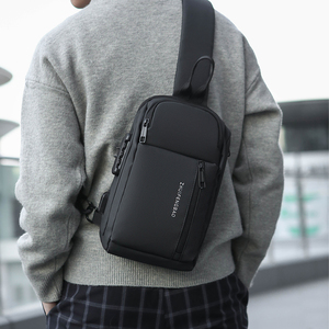 Korean Style Custom Logo Lightweight Waterproof Nylon Crossbody <b>Bag</b> in <b>Black</b> and Gray For Cycling - Product Image 3