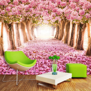 Papier peint paysage 3d Living Room Sofa Tv Fond d'écran Cherry Blossom Forest Pastoral Film And <span class=keywords><strong>Television</strong></span> Wall <span class=keywords><strong>Mural</strong></span> - Product Image 1