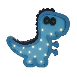 High Quality Custom Blue Wood Dinos Tyrannosaurus Room Light with USB Plug Wooden Baby Night Light