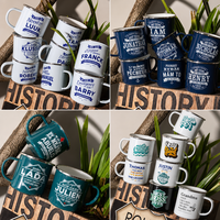 Tasse de camping en émail personnalisée avec logo, style vintage, pour café, idéale pour la promotion de marques, équipement de camping, souvenir publicitaire, OEM