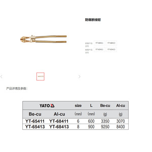 Yato Explosion-proof Pliers 6 Inch Beryllium Copper Industrial <b>Wire</b> Cutters - Product Image 4