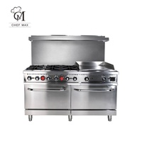 Chefmax OEM ODM Plaque de cuisson commerciale personnalisée ETL USA, cuisinière à gaz industrielle 4 brûleurs avec four