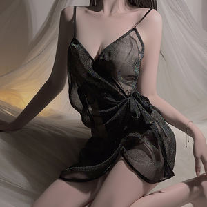 Сексуальный прозрачный комплект нижнего белья из кружева с шнуровкой и бюстгальтером, с атласной тканью, дышащий дизайн, 2 предмета, женский, ODM - Product Image 6