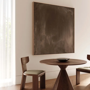 Pintura al Óleo sobre Lienzo Minimalista en Tonos Tierra, Estilo Wabi-Sabi, Color Marrón Oscuro, Pintada a Mano por B&C ART, Arte de Pared de Guangdong - Product Image 5