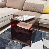 Table d'appoint moderne en plexiglas acrylique pour chambre à coucher ou salon Table basse de chevet pour hôtels ou appartements