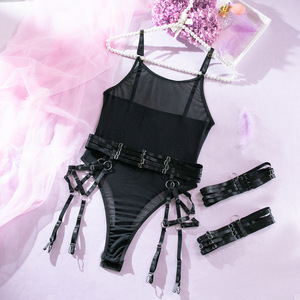 Lingerie Corset Sexy pour Femme avec Coussinets de Soutien-Gorge, Soutien-Gorge Long Érotique à Nouer, Lingerie Rouge en Dentelle à Boucle Ouverte, <span class=keywords><strong>Porte</strong></span>-Jarretelles Sexy - Product Image 5
