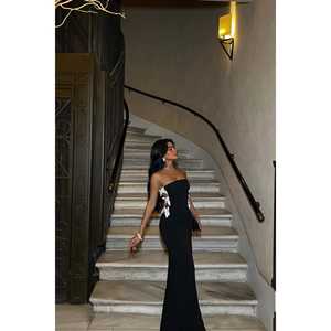 Black Long Bow-Detail <b>Prom</b> <b>Dress</b> - Product Image 3