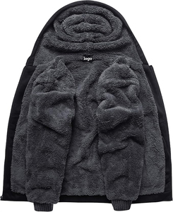 <span class=keywords><strong>Sweat</strong></span> <span class=keywords><strong>à</strong></span> <span class=keywords><strong>capuche</strong></span> <span class=keywords><strong>zippé</strong></span> pour homme grande taille, personnalisé, <span class=keywords><strong>doublé</strong></span> polaire <span class=keywords><strong>Sherpa</strong></span>, épais et chaud, avec design en laine épissée - Product Image 3