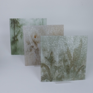 Panel de Vidrio Artístico Laminado con Resina de Hojas de Palma de Selva Tropical, Patrón de Planta Natural, Vidrio Decorativo para Decoración de Paredes - Product Image 4