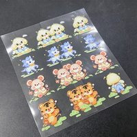 Feuille d'autocollants transparents double face personnalisables en vinyle, autocollants de dessin animé découpés à la forme, feuille d'autocollants transparents découpés à la forme sur mesure