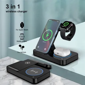 Caricabatterie Wireless veloce pieghevole multifunzionale 3 in 1 da 15W stazione di ricarica wireless veloce Qi portatile per IPhone IWatch